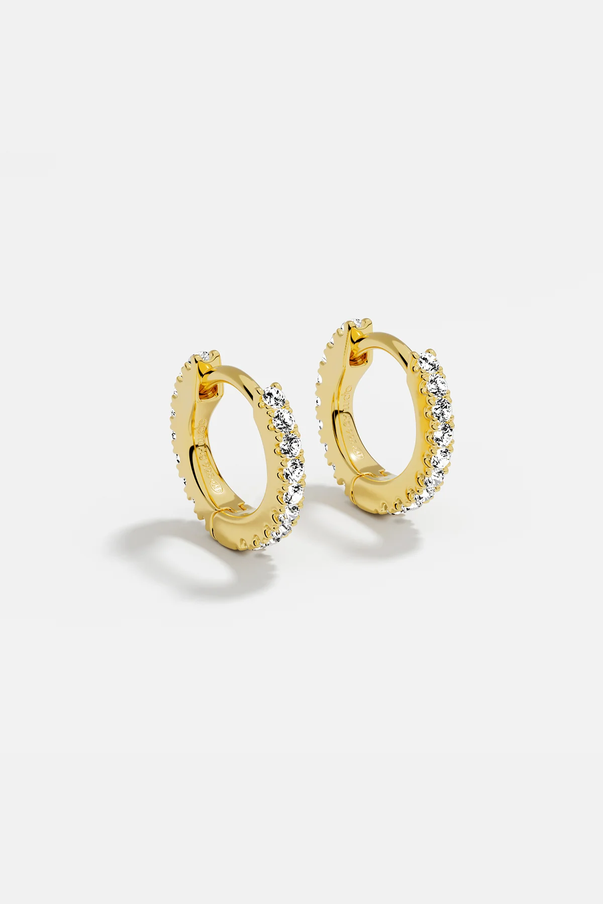 Pavé Gold Huggie Earrings - Image 3