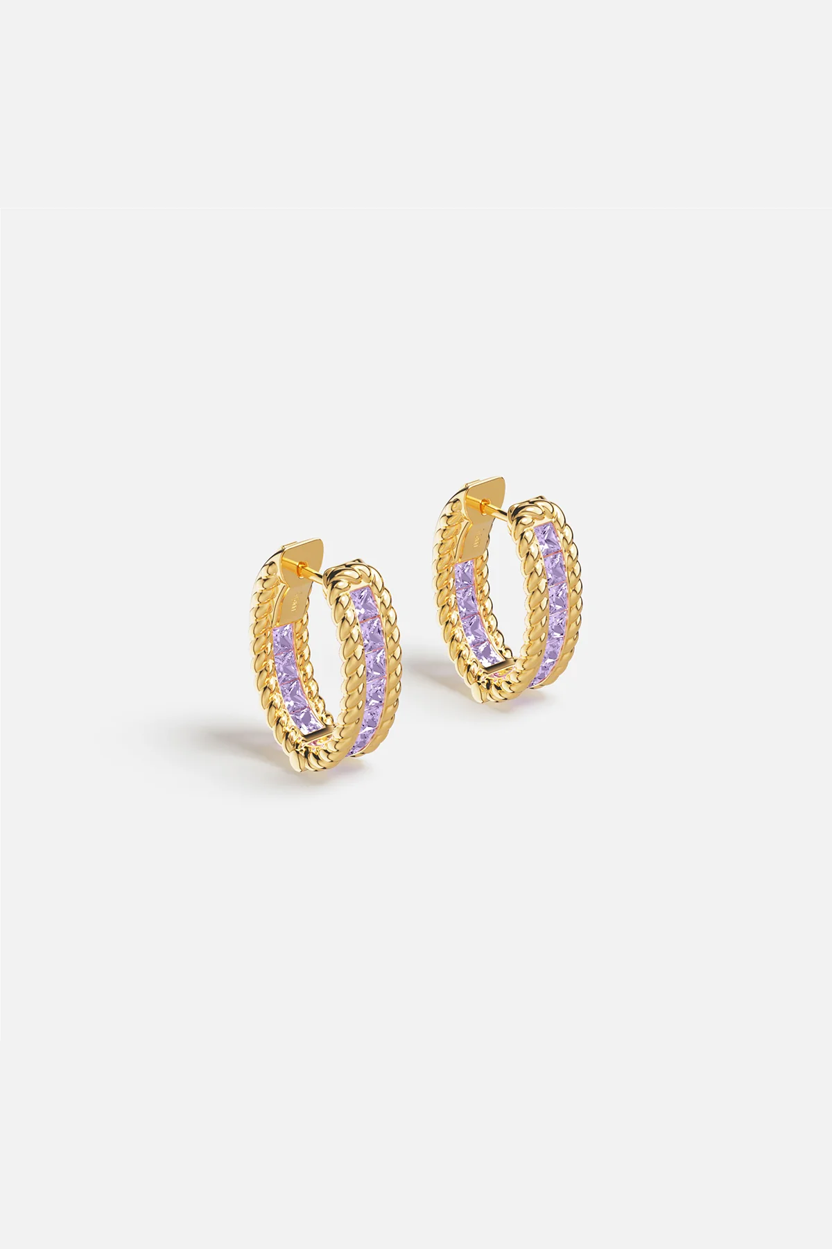 Lilac Torsade Pavé Hoop Earrings - Image 3